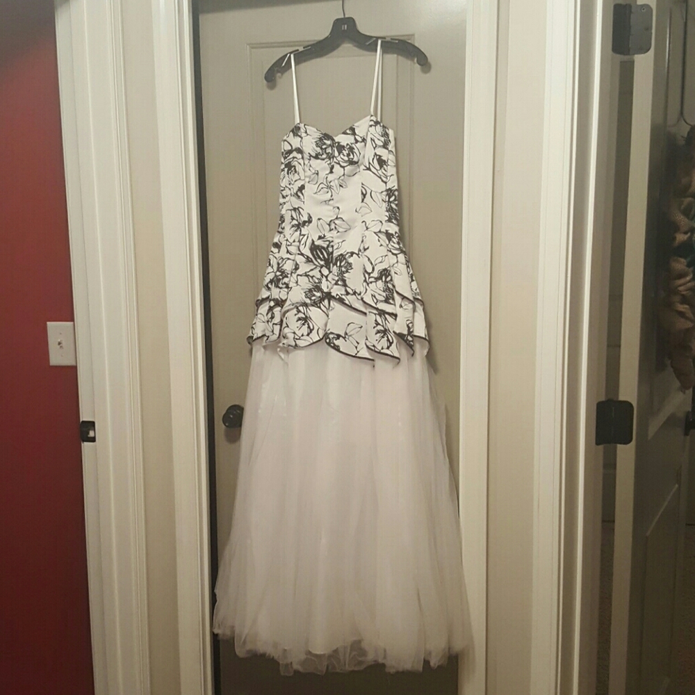 Deb Black and White Long Prom Dress